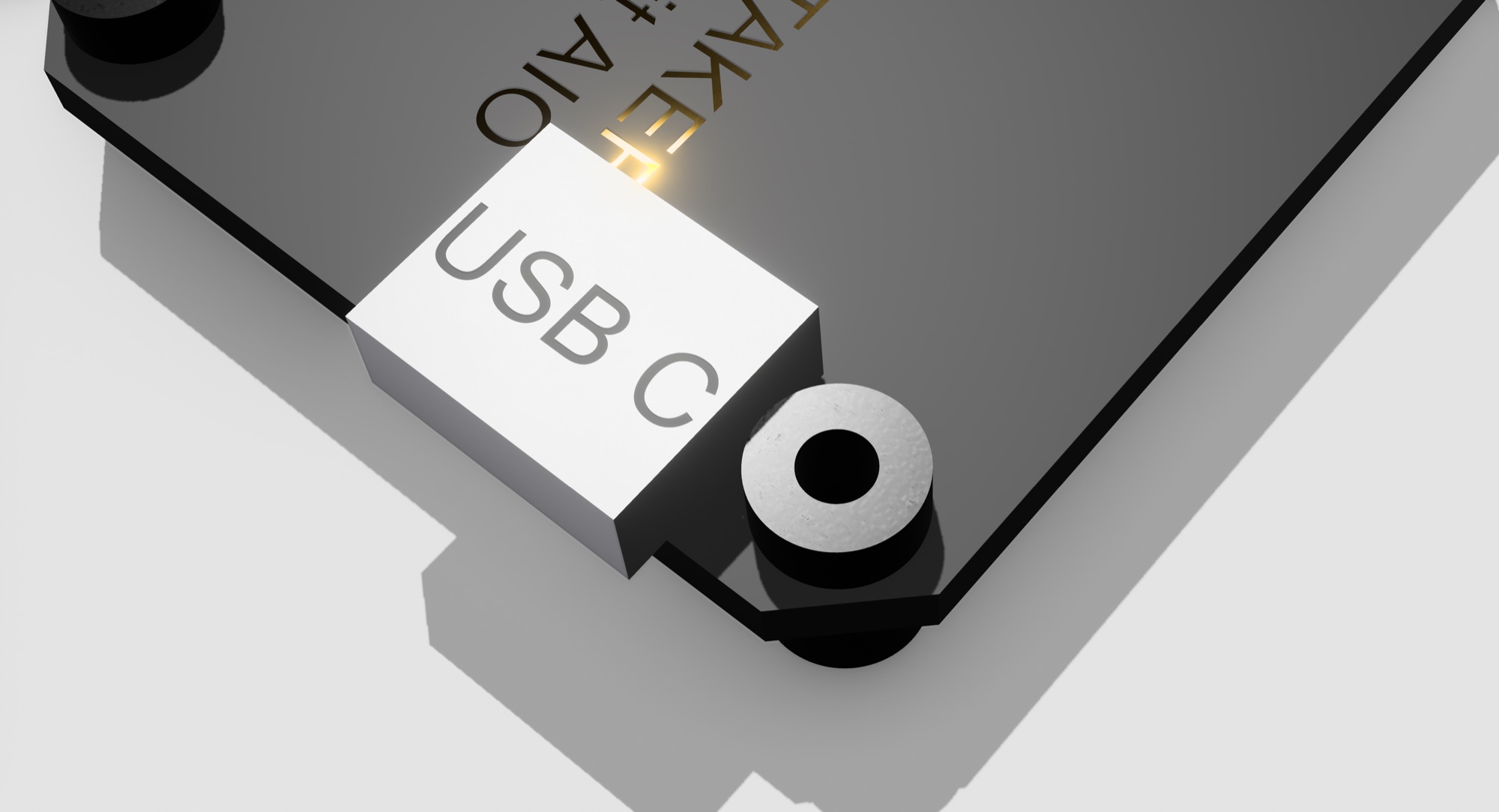 3D CAD model of the GEPRC TAKER G4 AIO flight controller board, USB-C corner